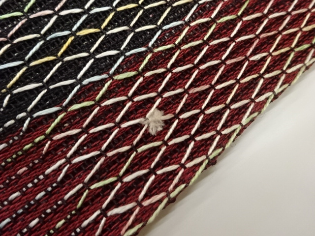  紗 変わり織幾何学模様名古屋帯